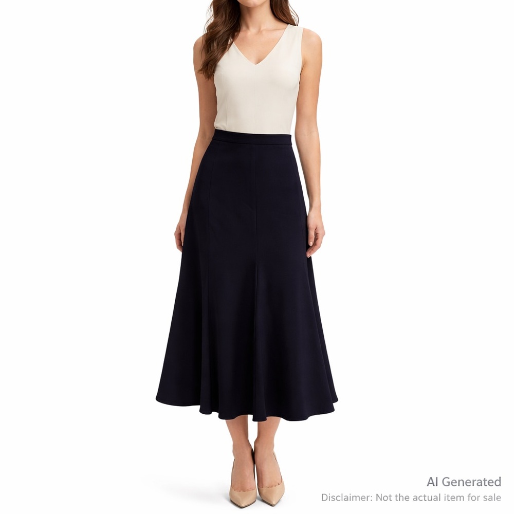 Laura Size 12 Indigo A-Line Midi Skirt – Fully Lined